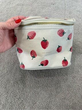 kate spade White Strawberry Print Lunch Bag with Red Accents